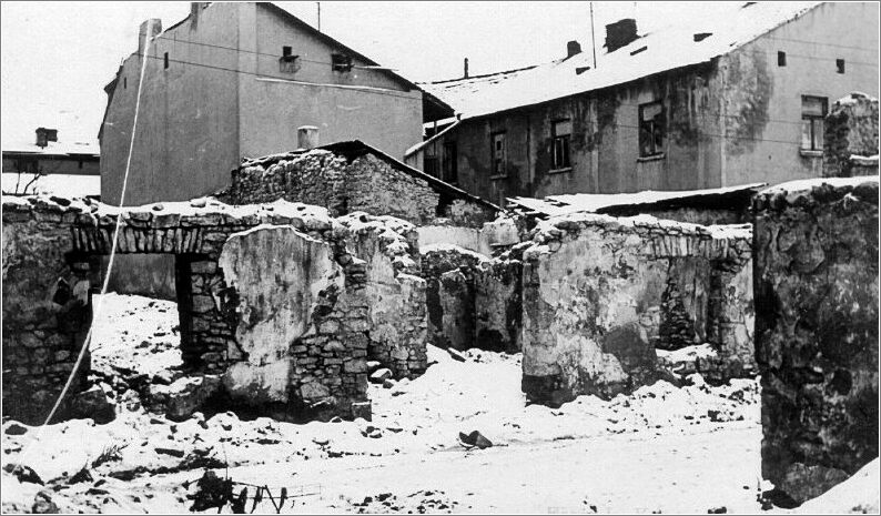 The ruins in the area that had been the Czestochowa ghetto.
